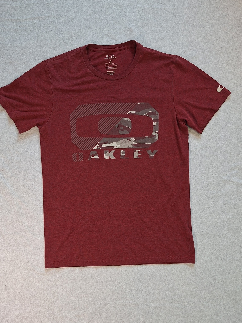 Oakley Men's Maroon Logo Tee with Camo Accent